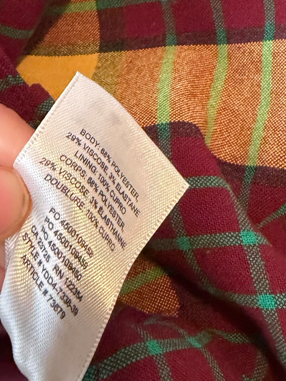 Aritzia Yellow and Burgundy Plaid Button-Front Pencil Skirt - Picture 8 of 9